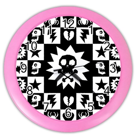 Gothic Punk Skull Color Wall Clock from ArtsNow.com Front