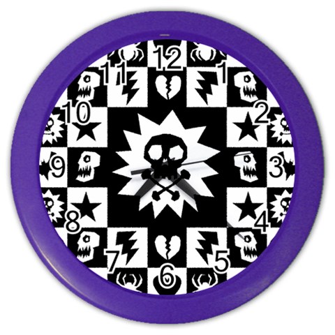 Gothic Punk Skull Color Wall Clock from ArtsNow.com Front