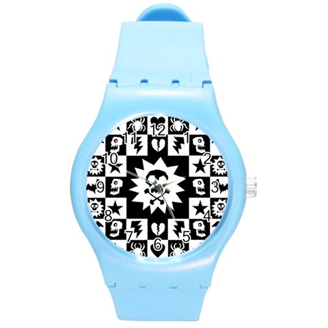 Gothic Punk Skull Round Plastic Sport Watch Medium from ArtsNow.com Front