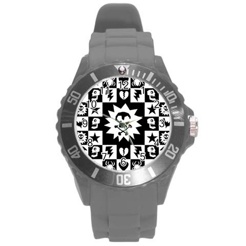 Gothic Punk Skull Round Plastic Sport Watch Large from ArtsNow.com Front