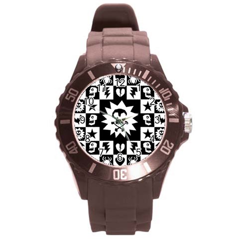 Gothic Punk Skull Round Plastic Sport Watch Large from ArtsNow.com Front