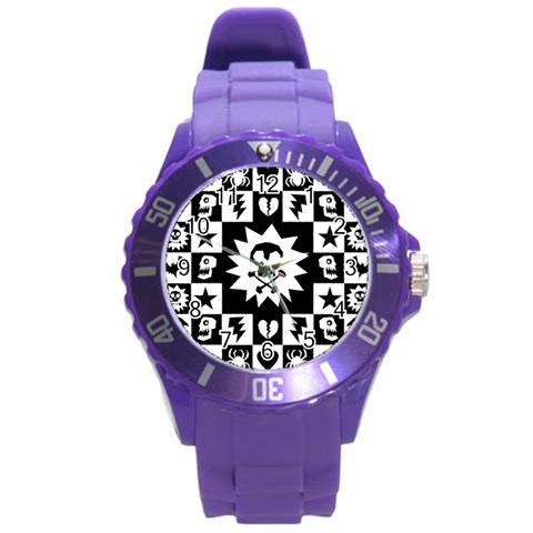 Gothic Punk Skull Round Plastic Sport Watch Large from ArtsNow.com Front