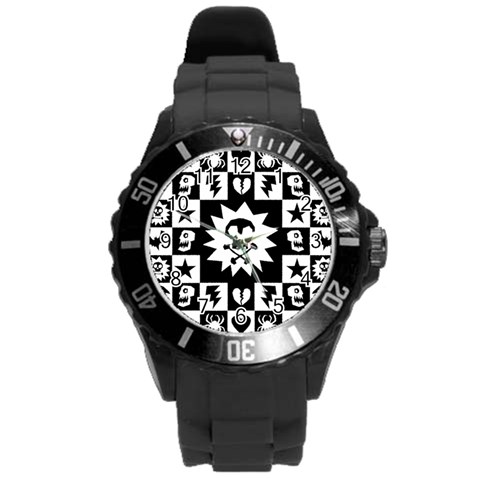 Gothic Punk Skull Round Plastic Sport Watch Large from ArtsNow.com Front