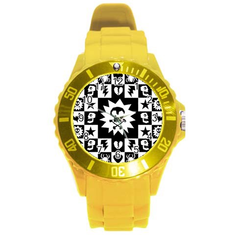 Gothic Punk Skull Round Plastic Sport Watch Large from ArtsNow.com Front