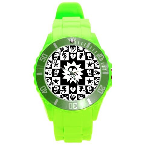 Gothic Punk Skull Round Plastic Sport Watch Large from ArtsNow.com Front