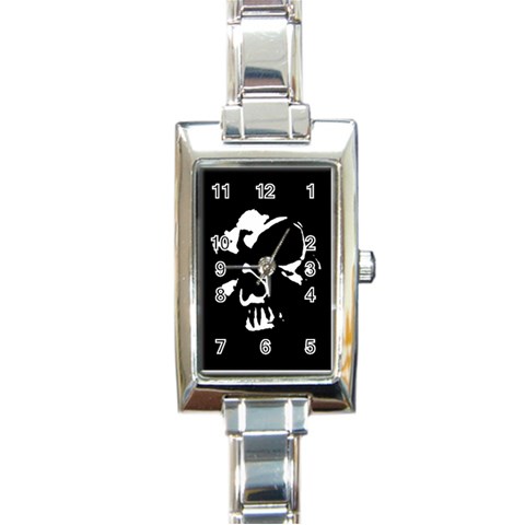 Gothic Skull Rectangular Italian Charm Watch from ArtsNow.com Front