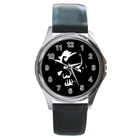 Gothic Skull Round Metal Watch from ArtsNow.com Front