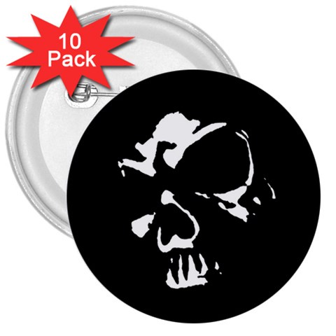 Gothic Skull 3  Button (10 pack) from ArtsNow.com Front