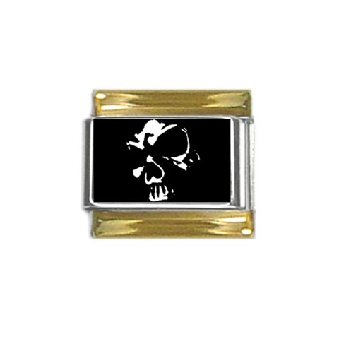 Gothic Skull Gold Trim Italian Charm (9mm) from ArtsNow.com Front