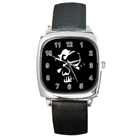 Gothic Skull Square Metal Watch from ArtsNow.com Front