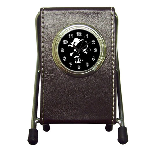 Gothic Skull Pen Holder Desk Clock from ArtsNow.com Front