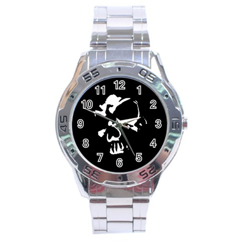 Gothic Skull Stainless Steel Analogue Men’s Watch from ArtsNow.com Front