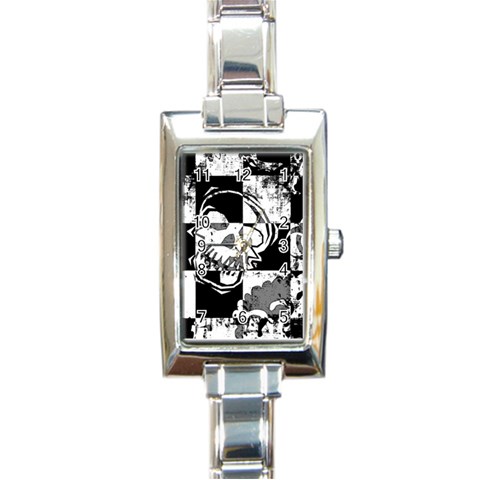 Grunge Skull Rectangular Italian Charm Watch from ArtsNow.com Front