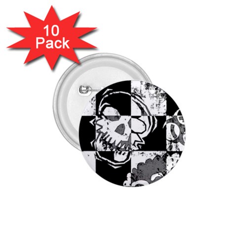 Grunge Skull 1.75  Button (10 pack)  from ArtsNow.com Front