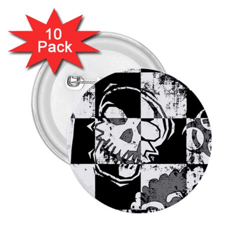 Grunge Skull 2.25  Button (10 pack) from ArtsNow.com Front