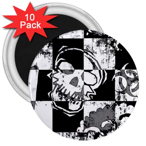 Grunge Skull 3  Magnet (10 pack) from ArtsNow.com Front