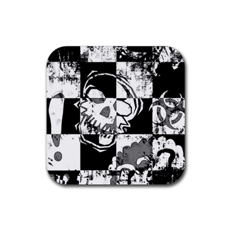 Grunge Skull Rubber Coaster (Square) from ArtsNow.com Front