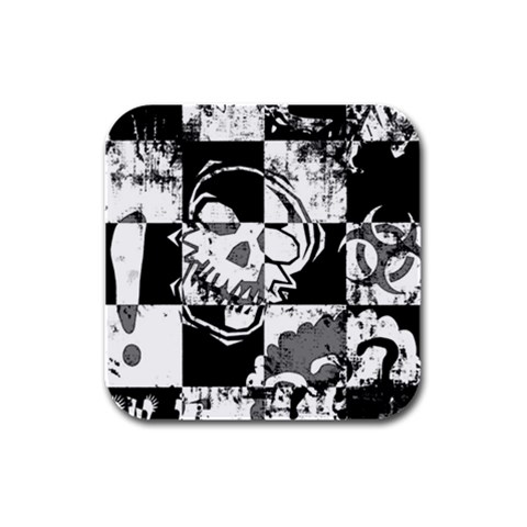 Grunge Skull Rubber Square Coaster (4 pack) from ArtsNow.com Front