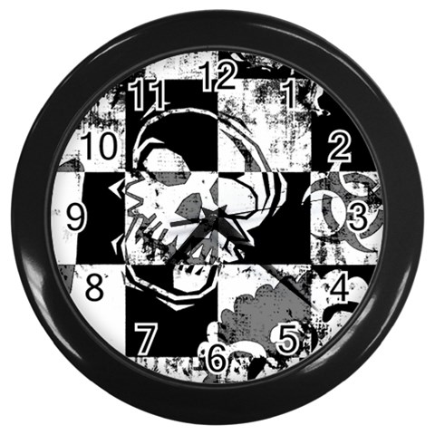 Grunge Skull Wall Clock (Black) from ArtsNow.com Front