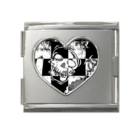 Grunge Skull Mega Link Heart Italian Charm (18mm) from ArtsNow.com Front