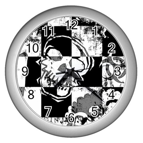 Grunge Skull Wall Clock (Silver) from ArtsNow.com Front