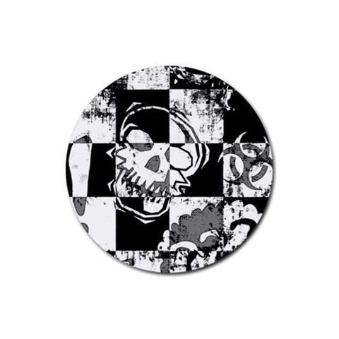 Grunge Skull Rubber Coaster (Round) from ArtsNow.com Front