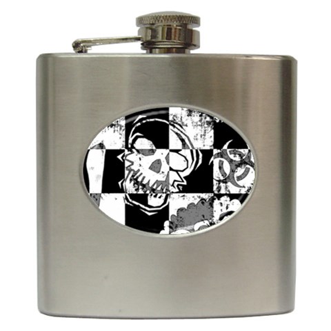 Grunge Skull Hip Flask (6 oz) from ArtsNow.com Front