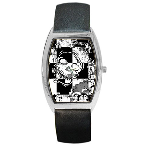 Grunge Skull Barrel Style Metal Watch from ArtsNow.com Front