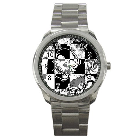 Grunge Skull Sport Metal Watch from ArtsNow.com Front