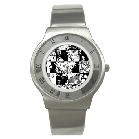 Grunge Skull Stainless Steel Watch from ArtsNow.com Front