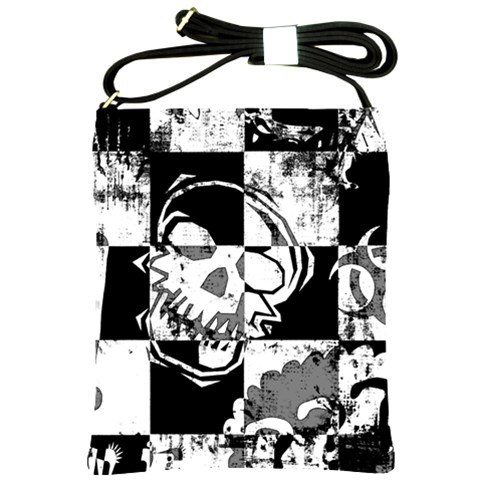 Grunge Skull Shoulder Sling Bag from ArtsNow.com Front