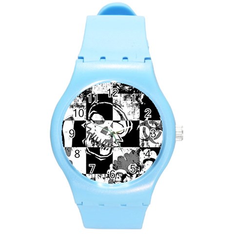 Grunge Skull Round Plastic Sport Watch Medium from ArtsNow.com Front