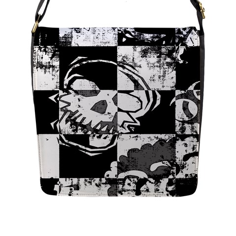 Grunge Skull Flap Closure Messenger Bag (Large) from ArtsNow.com Front