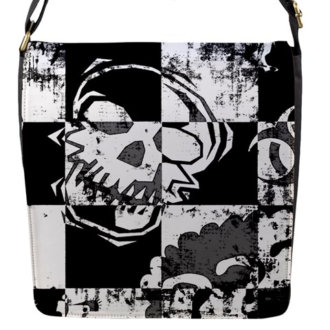 Grunge Skull Flap closure messenger bag (Small) from ArtsNow.com Front