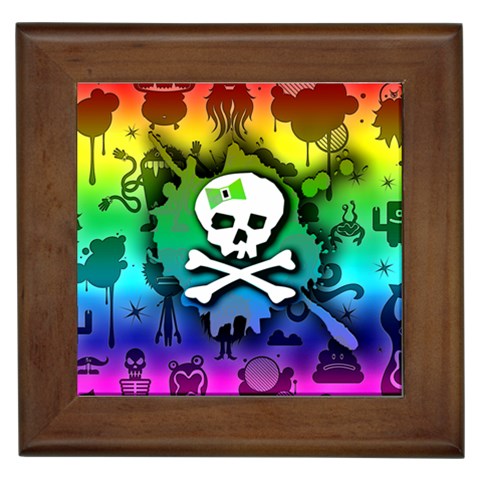 Kawaii Rainbow Skull Framed Tile from ArtsNow.com Front