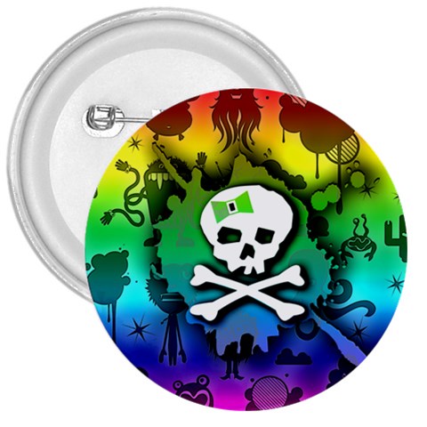 Kawaii Rainbow Skull 3  Button from ArtsNow.com Front