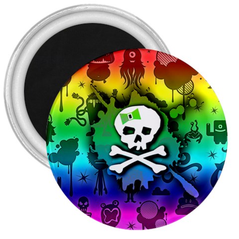 Kawaii Rainbow Skull 3  Magnet from ArtsNow.com Front