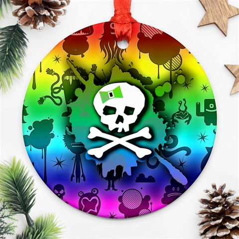 Kawaii Rainbow Skull Ornament (Round) from ArtsNow.com Front