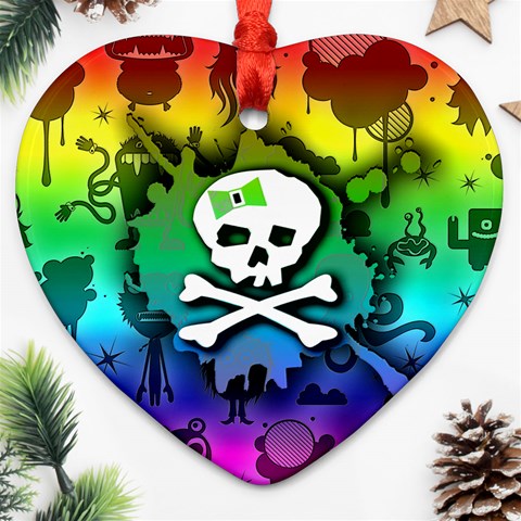 Kawaii Rainbow Skull Ornament (Heart) from ArtsNow.com Front