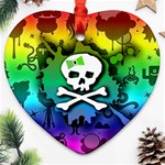 Kawaii Rainbow Skull Ornament (Heart)