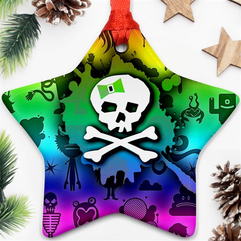 Kawaii Rainbow Skull Ornament (Star) from ArtsNow.com Front