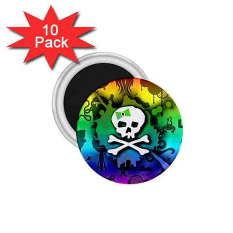 Kawaii Rainbow Skull 1.75  Magnet (10 pack)  from ArtsNow.com Front