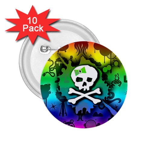 Kawaii Rainbow Skull 2.25  Button (10 pack) from ArtsNow.com Front