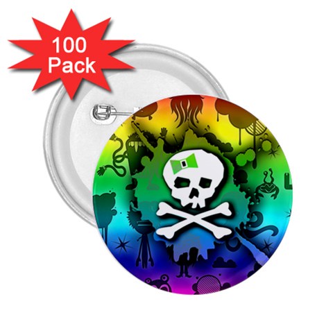 Kawaii Rainbow Skull 2.25  Button (100 pack) from ArtsNow.com Front