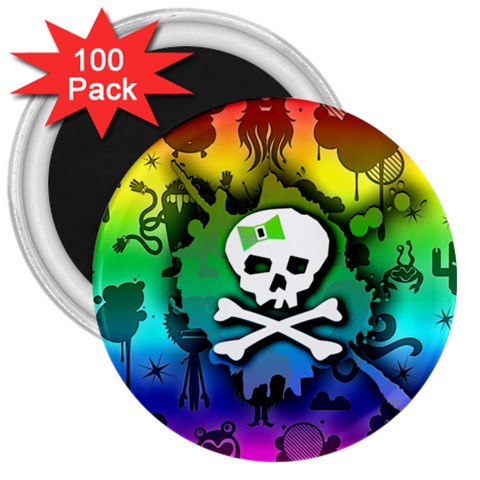 Kawaii Rainbow Skull 3  Magnet (100 pack) from ArtsNow.com Front