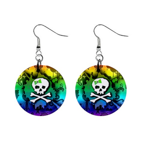 Kawaii Rainbow Skull 1  Button Earrings from ArtsNow.com Front