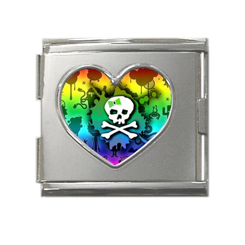 Kawaii Rainbow Skull Mega Link Heart Italian Charm (18mm) from ArtsNow.com Front