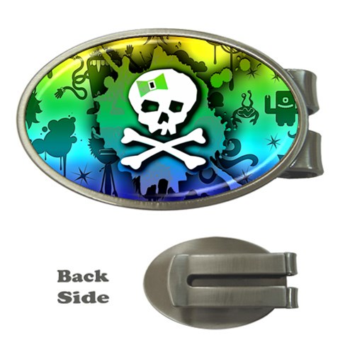 Kawaii Rainbow Skull Money Clip (Oval) from ArtsNow.com Front