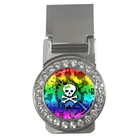 Kawaii Rainbow Skull Money Clip (CZ) from ArtsNow.com Front