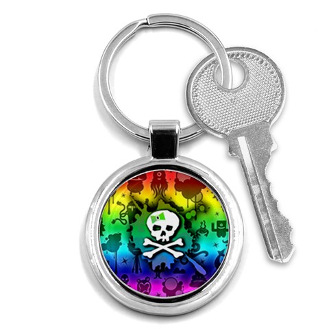 Kawaii Rainbow Skull Key Chain (Round) from ArtsNow.com Front